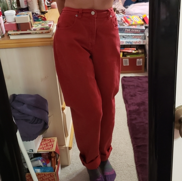 Vintage Passports Red Straight Leg Jeans - Picture 2 of 11